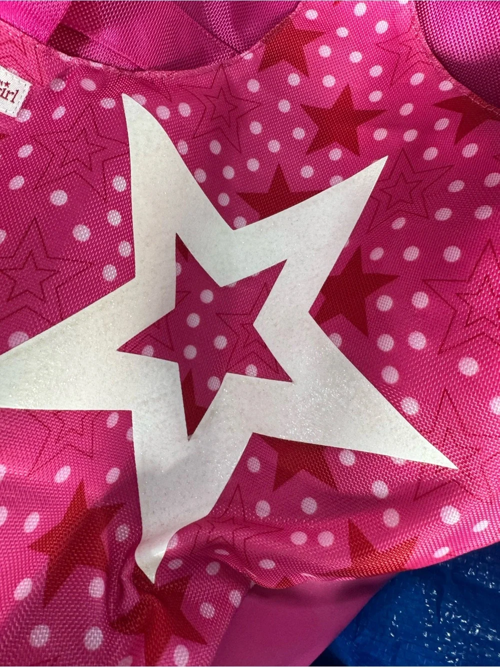 American Girl Hot Pink Star Print Tote with Cream Handles